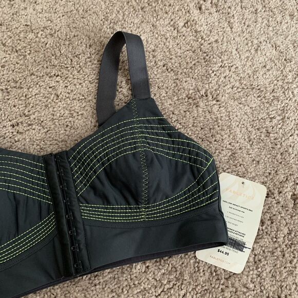 FABLETICS Ines Gray Green Sports Bra Low Impact Front Closure Size Medium NWT - Picture 7 of 9